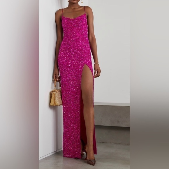 Retrofete Blair sequin gown in dragonfruit NWT - Picture 3 of 15